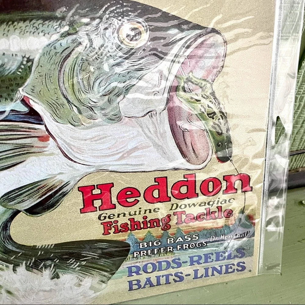 NEW Heddon Fishing Tackle Metal Sign